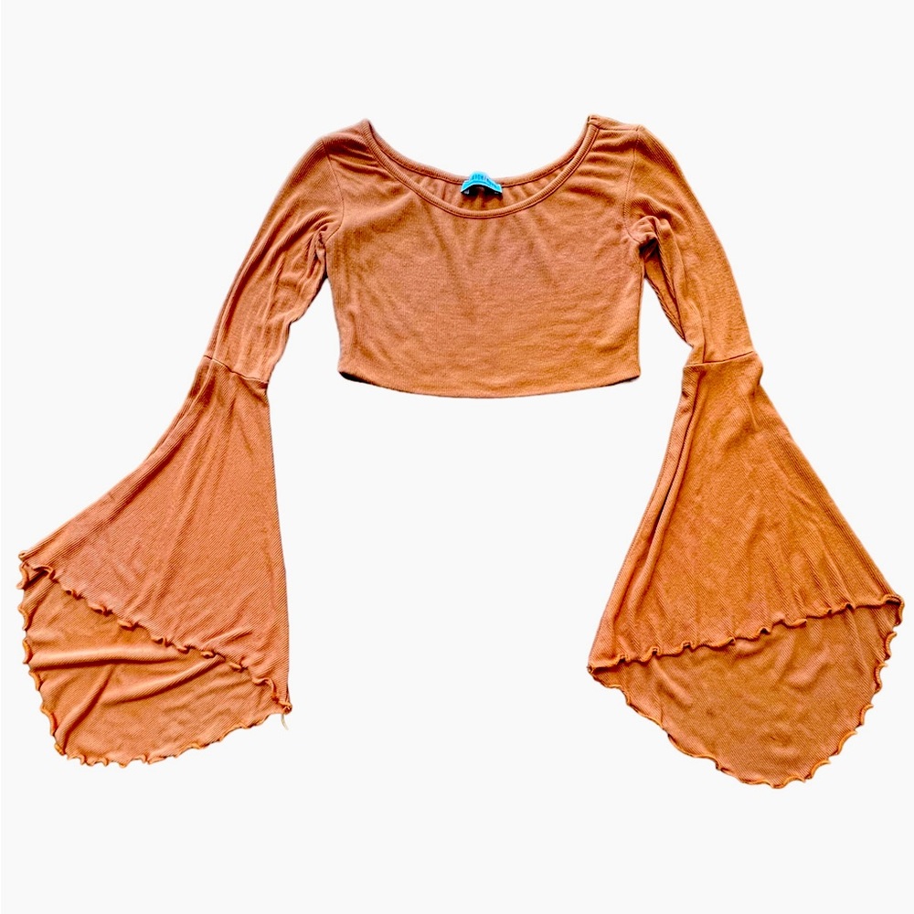 Fashion Nova, Size Medium, orange long sleeve crop top